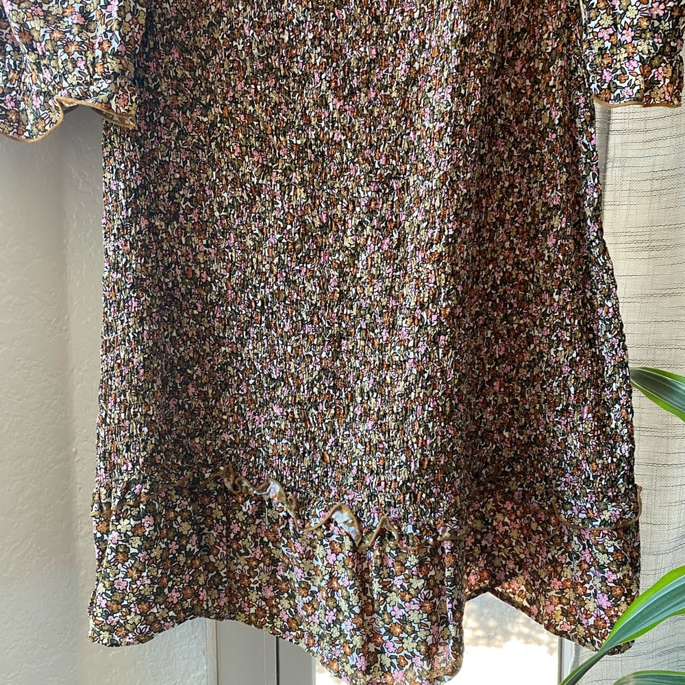 Faithfull the Brand Shirred Floral Dress Size 8 Large - Picture 6 of 11